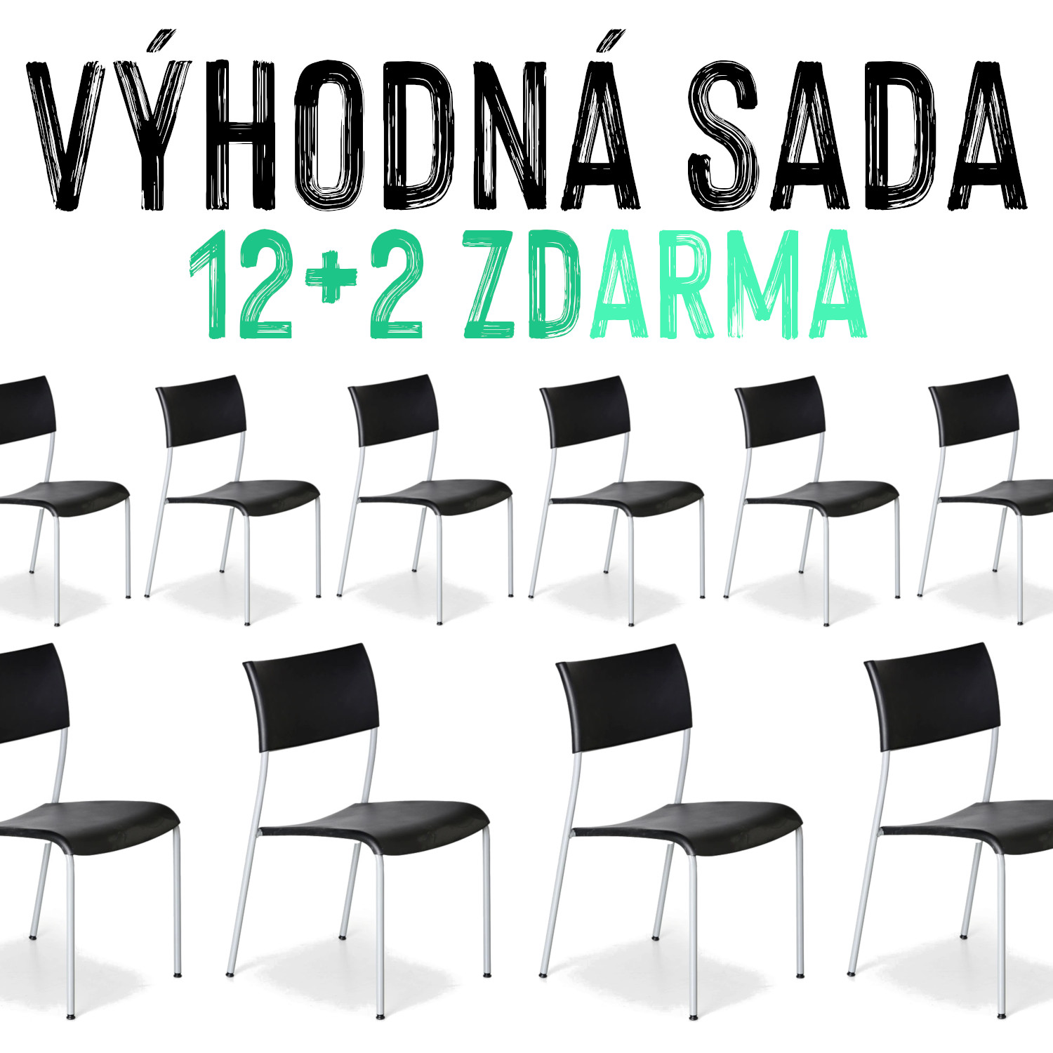 VÝHODNÁ SADA 12+2 ZDARMA - 14x Jídelní židle FREA, černá