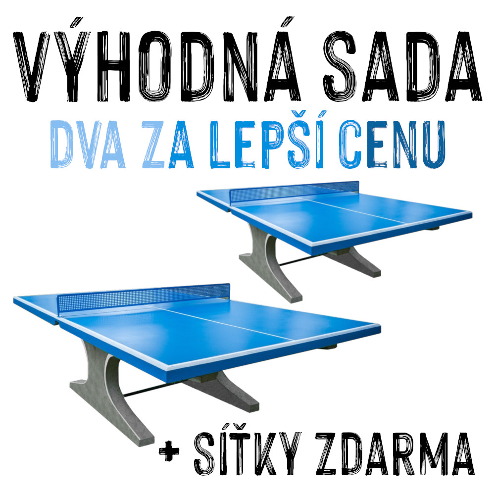 VÝHODNÁ SADA - 2x Betonový stůl na stolní tenis, modrý + síťky zdarma