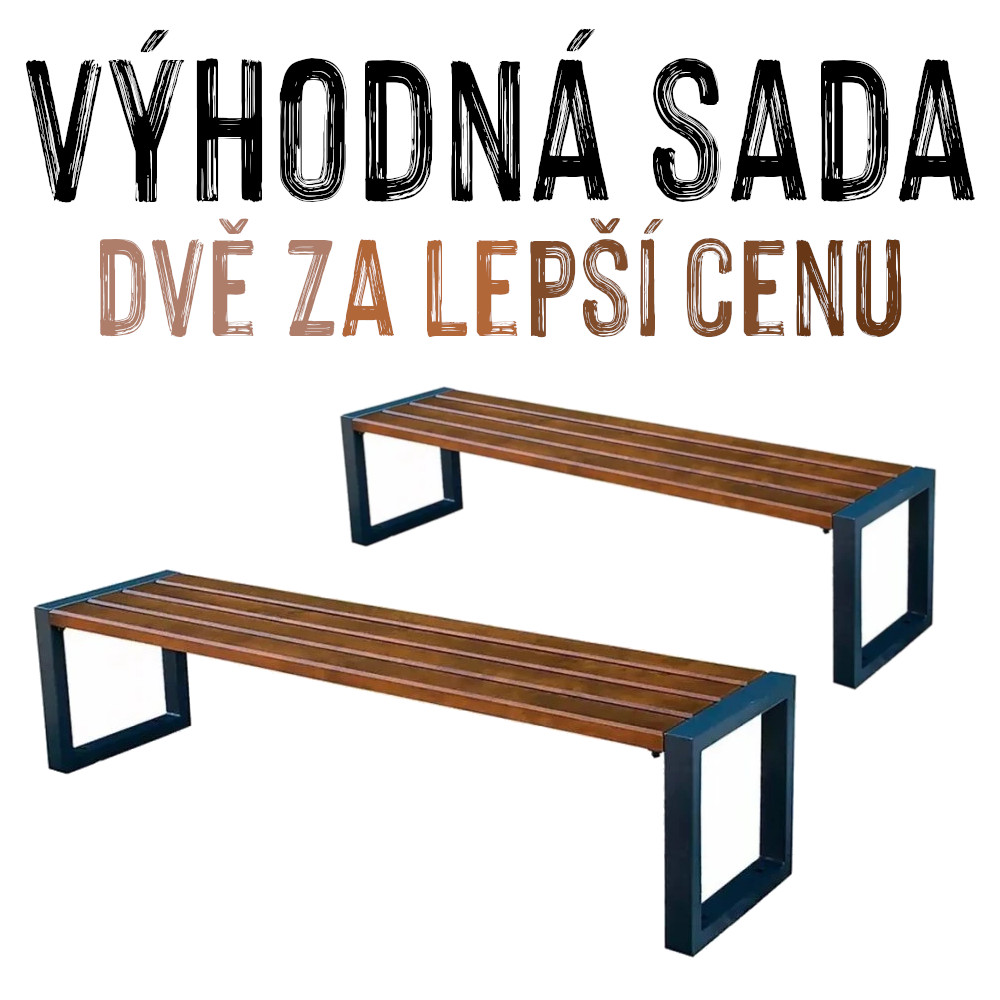 VÝHODNÁ SADA - 2x Zahradní lavička PANTHERA, bez opěradla
