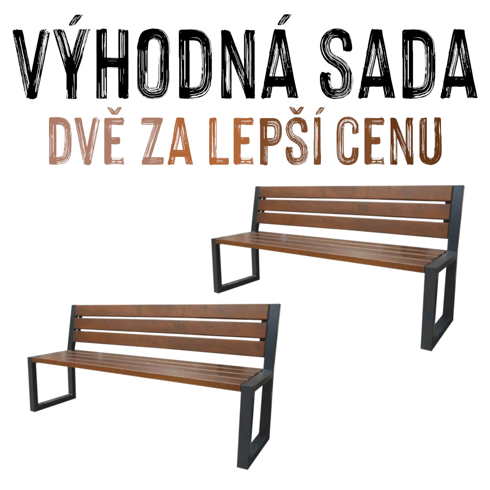 VÝHODNÁ SADA - 2x Zahradní lavička PANTHERA, s opěradlem bez područek