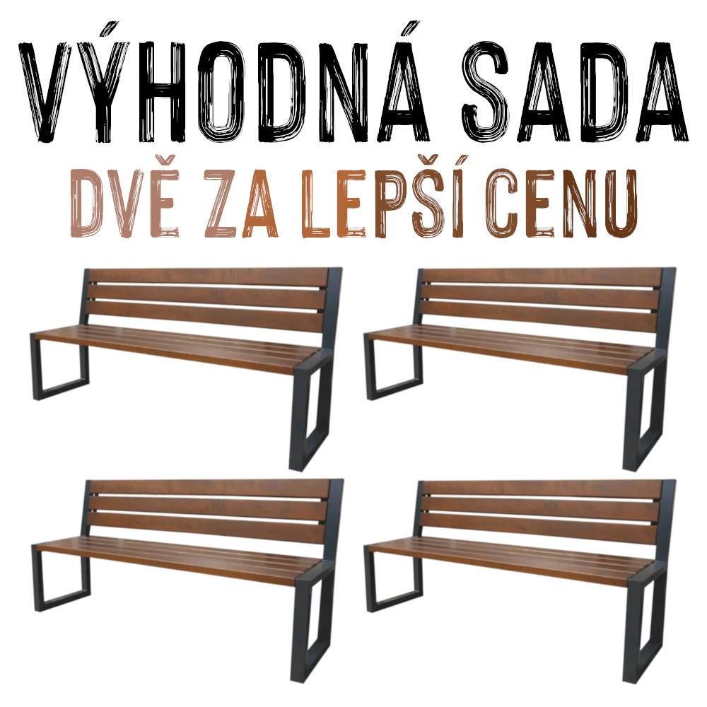 VÝHODNÁ SADA - 4x Zahradní lavička PANTHERA, s opěradlem bez područek