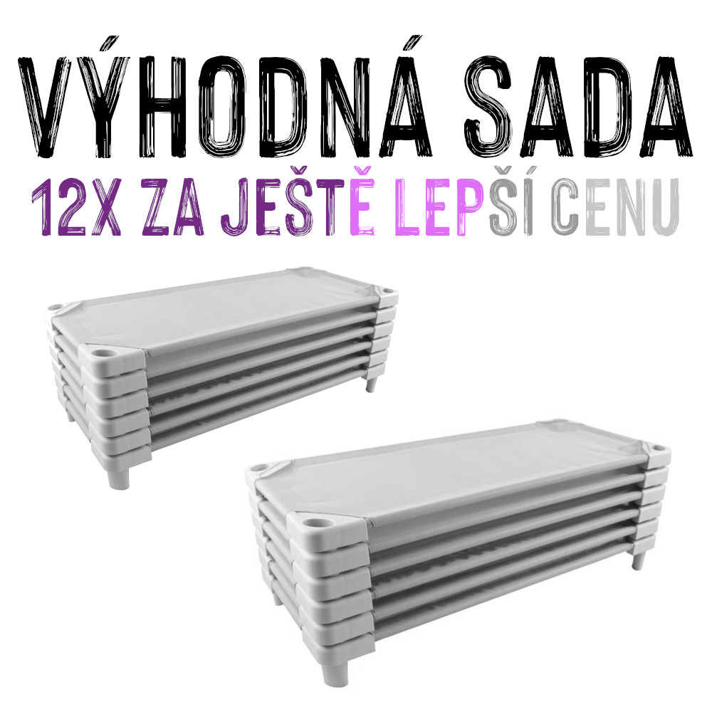 VÝHODNÁ SADA - 12x Dětské lehátko LEONTÝNKA, šedé