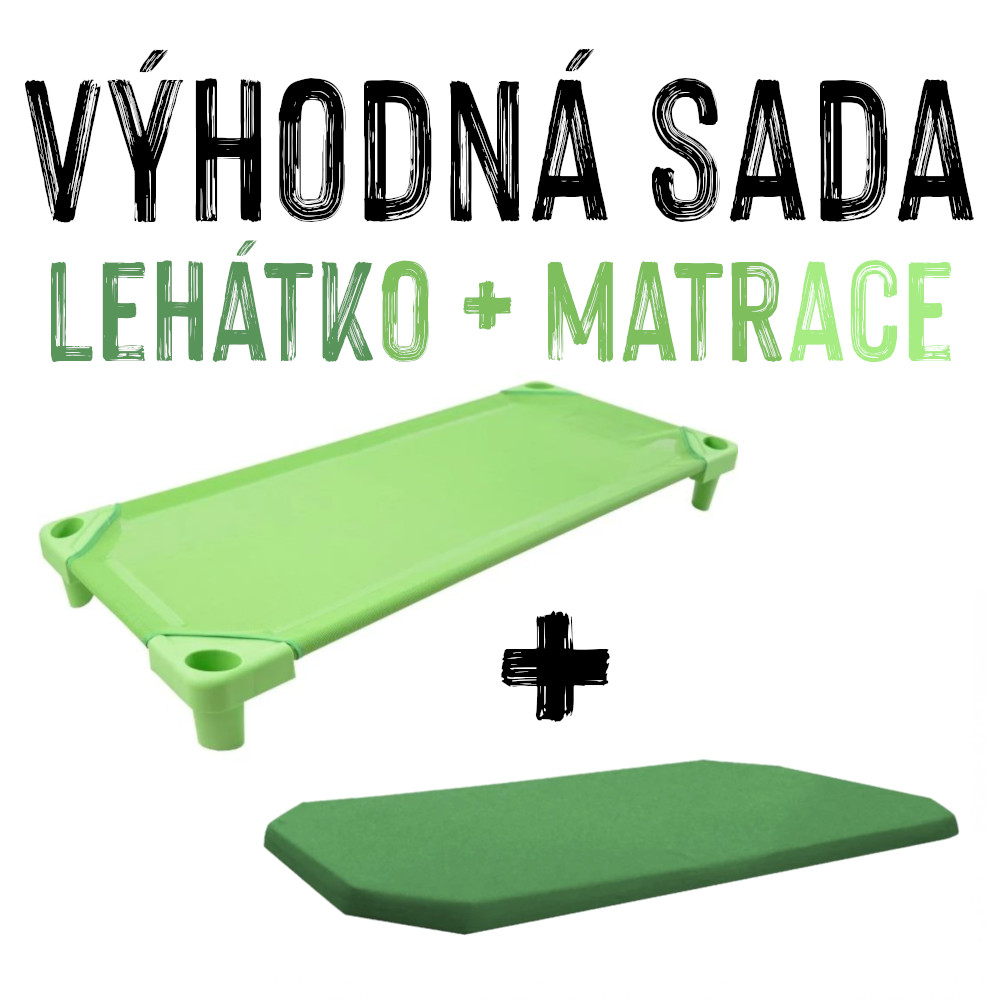 VÝHODNÁ SADA - Dětské lehátko s matrací LEONTÝNKA, zelené