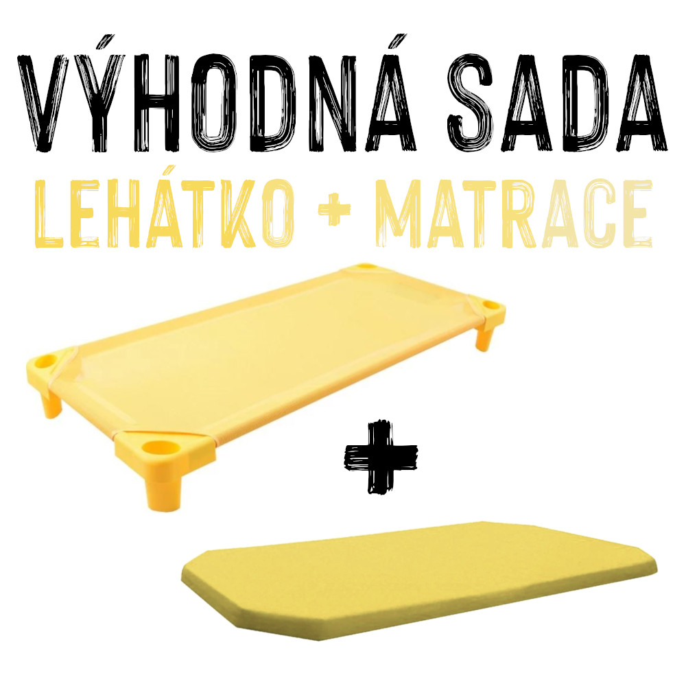 VÝHODNÁ SADA - Dětské lehátko s matrací LEONTÝNKA, žluté