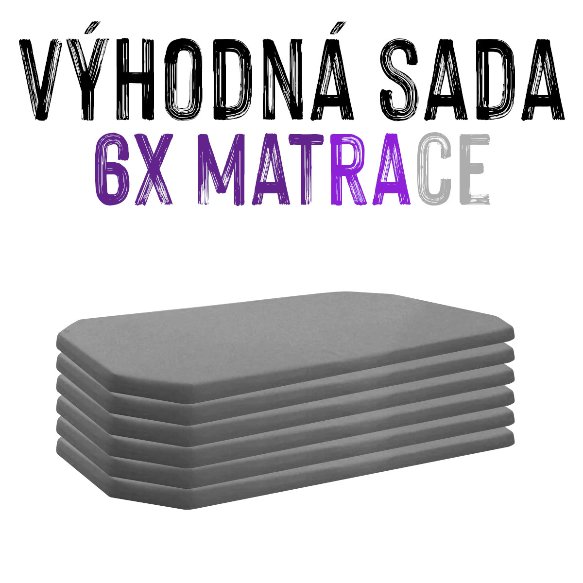 VÝHODNÁ SADA - 6x Molitanová matrace na lehátko LEONTÝNKA, šedá