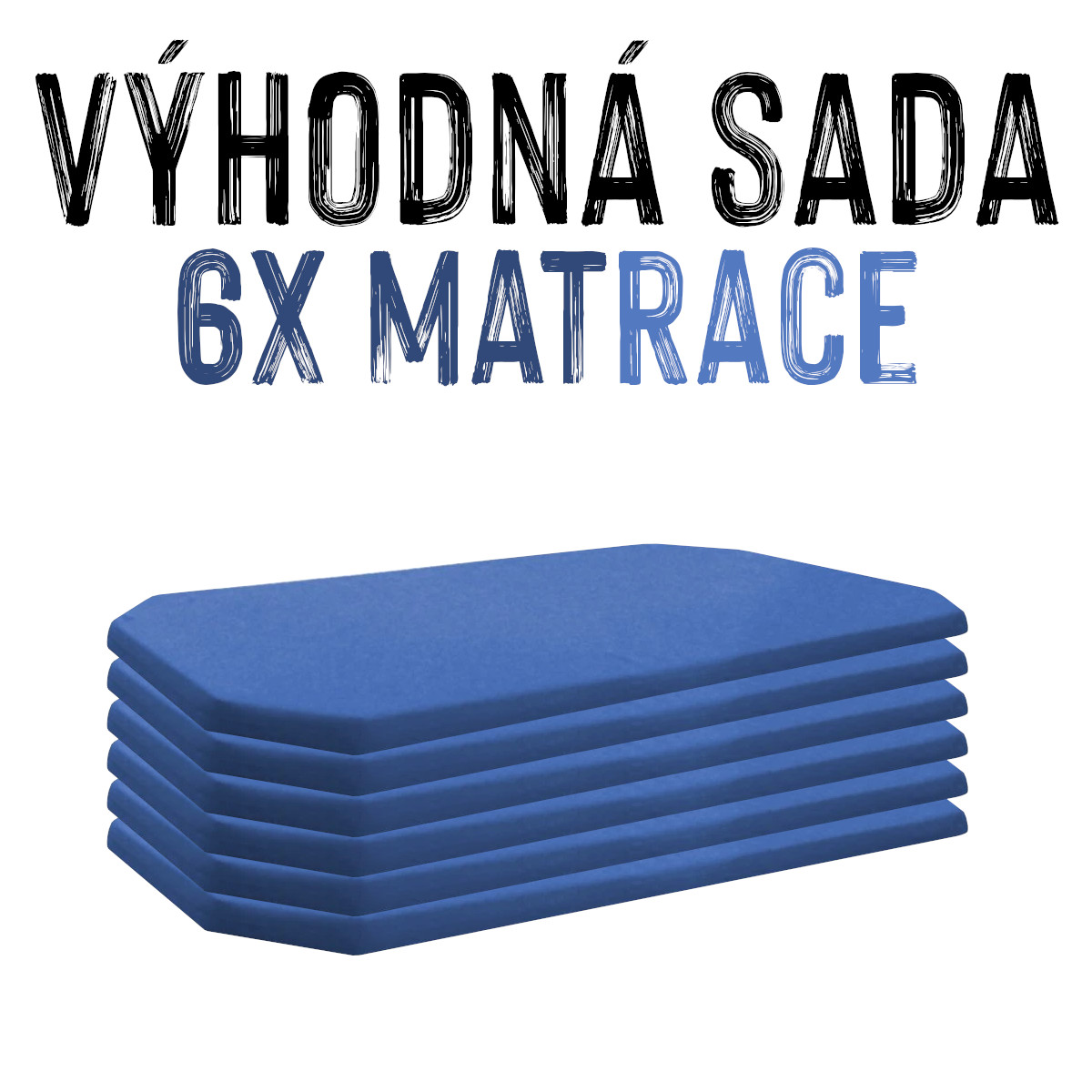 VÝHODNÁ SADA - 6x Molitanová matrace na lehátko LEONTÝNKA, modrá