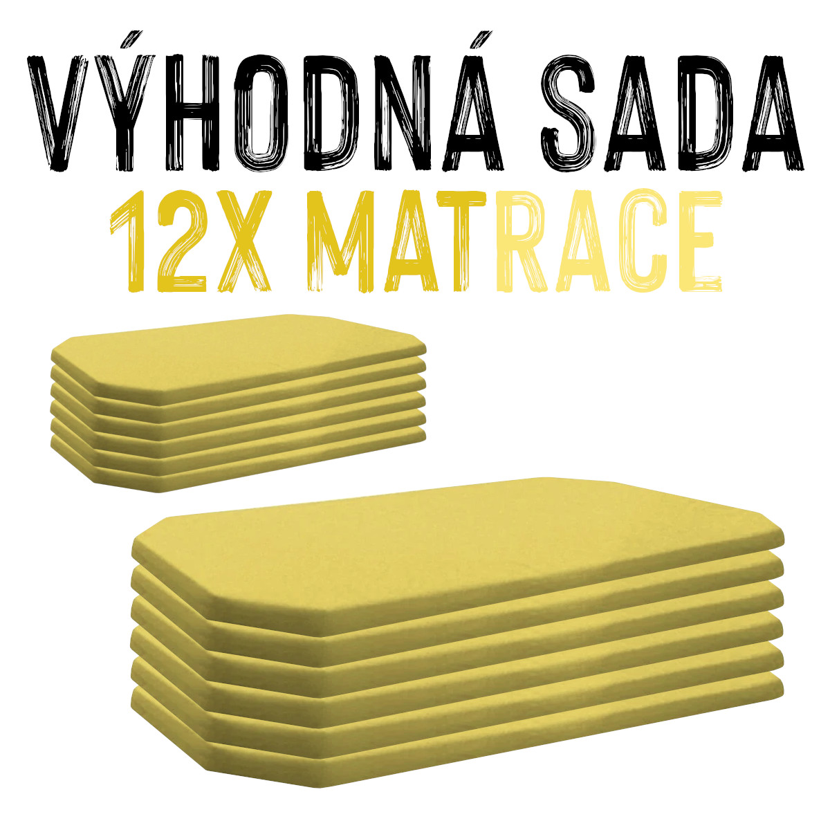 VÝHODNÁ SADA - 12x Molitanová matrace na lehátko LEONTÝNKA, žlutá