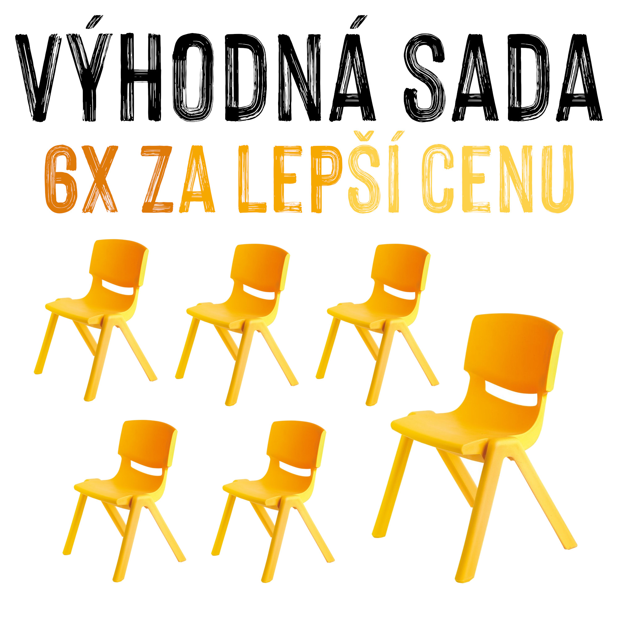 VÝHODNÁ SADA - 6x Dětská plastová židle LANA, žlutá