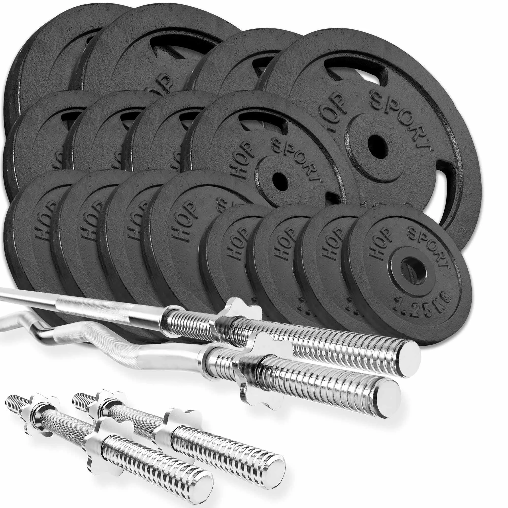 Litinový nakládací činkový set TAJGA, 119 kg