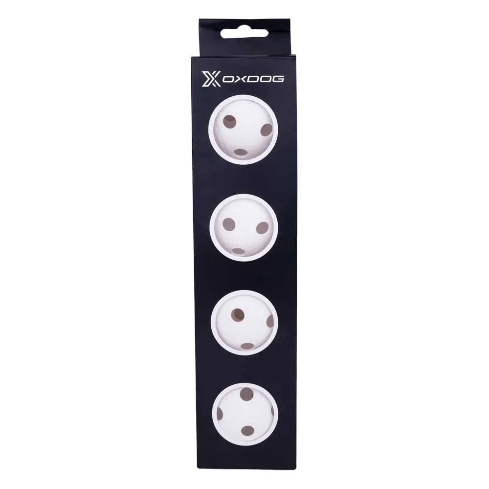 Sada florbalových míčků OXDOG Rotor White, 4 kusy