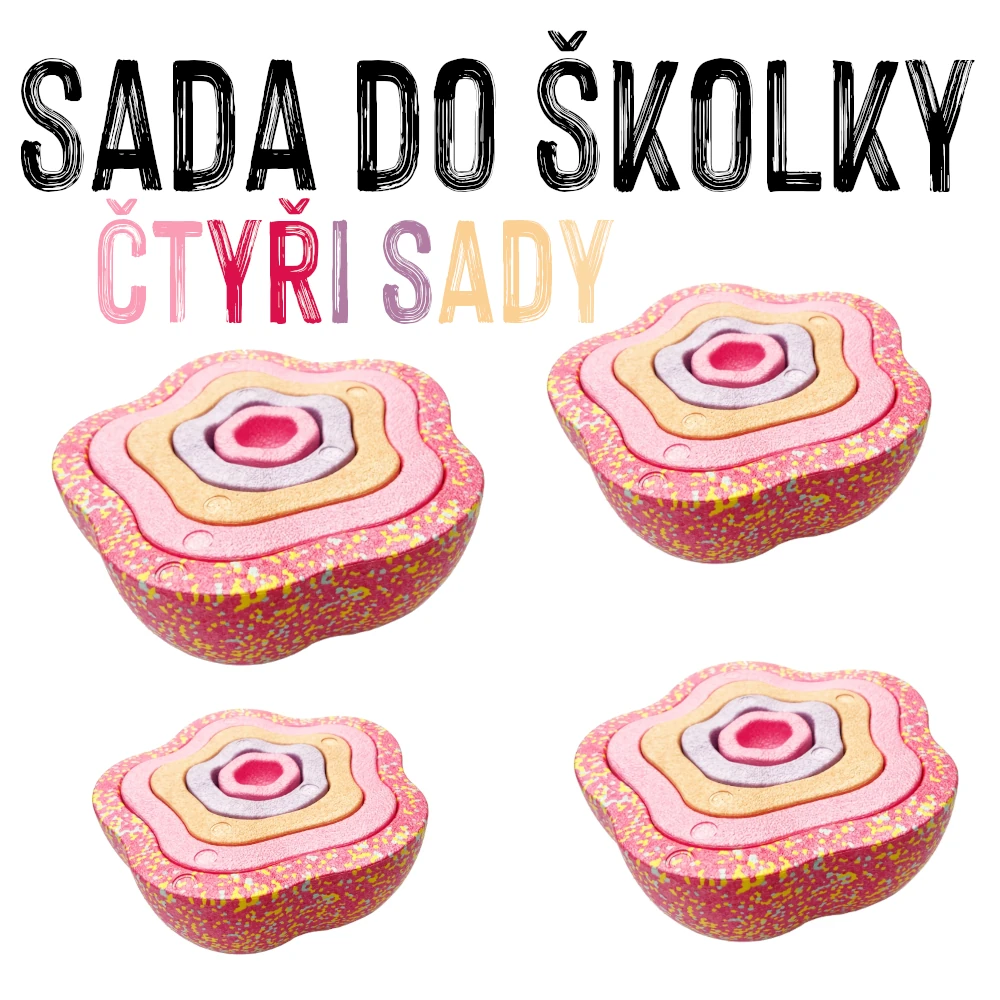 SADA DO ŠKOLKY - 4x Senzorické kameny FLOWERS, červená
